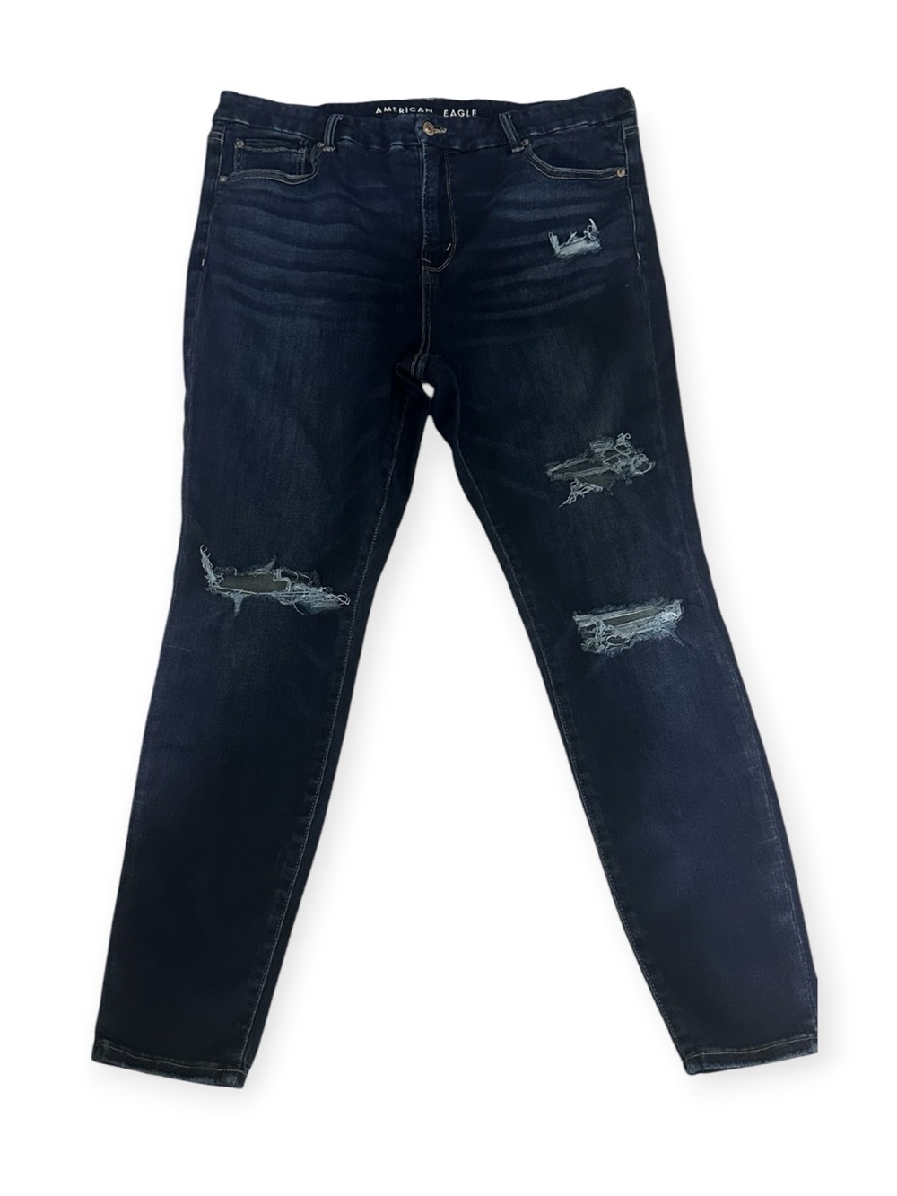 American Eagle Outfitters Luxe Stretch Dark Indigo Distressed  Jeans Size 20